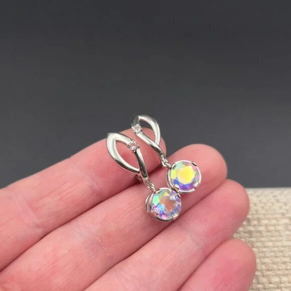 Sterling Silver Mystic Topaz Colorful Gemstone Earrings A6156 - Picture 3 of 7